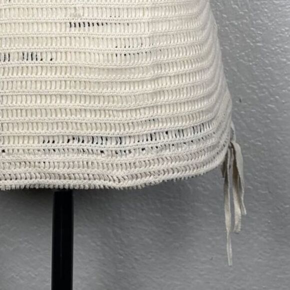 Free People Sz L Babes Only Short-Sleeve T-Shirt Crochet Ivory Knit Flutter - Picture 3 of 9